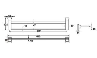 Полотенцедержатель Rose RG1627 61см хром